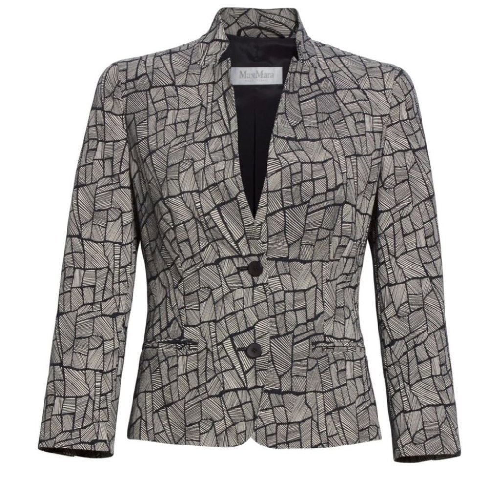 Max Mara Ellisse Print Blazer Geometric Size 6